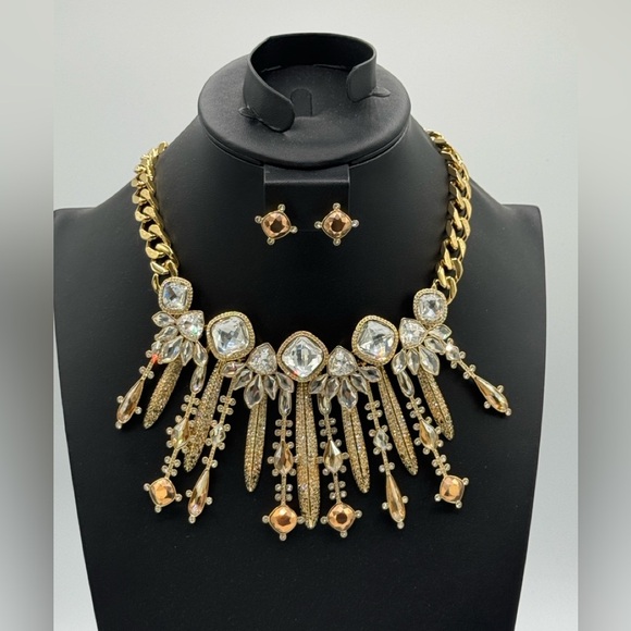 Swarovski Odyssey Collection Necklace,Matching Two Way Earrings NWT  BOX Gold - Picture 6 of 17